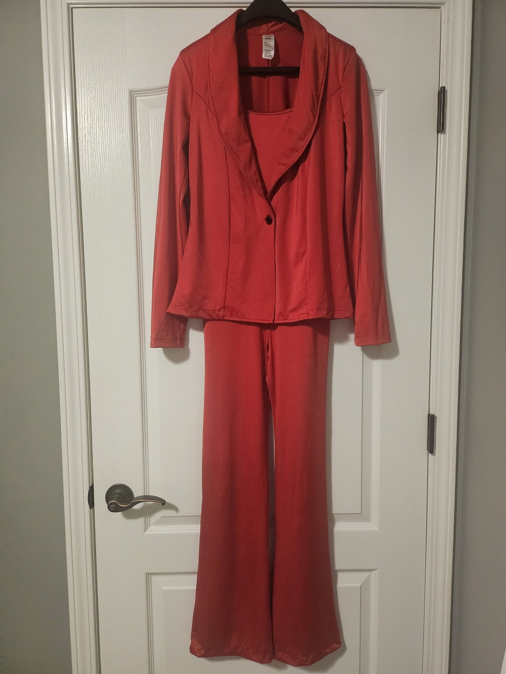 Weissman Red 2 Piece Pantsuit Dance Costume Blazer Wide Leg Size MA